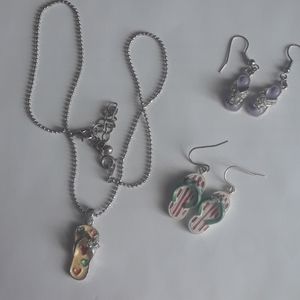 Flip flop necklace and earrings